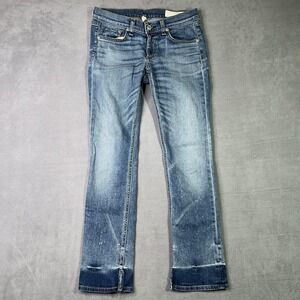 rag & bone/JEAN Womens 26 Blue Newquay Crop Split Hem Distressed Jeans